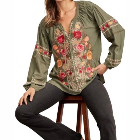 Women's Boho Embroidered Curvy Top - ANDREE BY UNIT - image 1 of 4