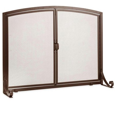 Plow & Hearth - Arched Top Flat Guard Fireplace Fire Screen with Doors