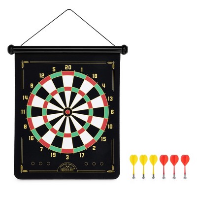 Toy Time Kids' Magnetic Roll-up Dart Board And Bullseye Game With Darts -  Red/yellow : Target