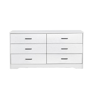 6 Drawer Dresser, Wooden Chest of Drawers Storage Organizer Dressers for Bedroom Storage Cabinet for Living Room Hallway White - 1 of 4