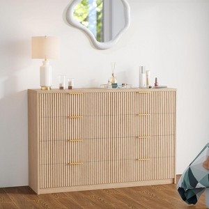 8 Drawer Fluted Dresser for Bedroom,55" Wide Modern Chest of Drawers with Metal Handle - 1 of 4