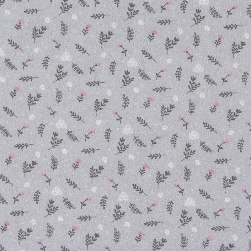 Trend Lab 100% Cotton Flannel Fitted Sheet - Gray Prairie Floral, 4 of 5