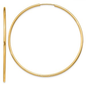 Black Bow Jewelry 1.5mm x 52mm 14k Yellow Gold Polished Round Endless Hoop Earrings - 1 of 4