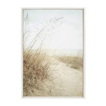 23" x 33" Sylvie Beach Grasses by Emiko and Mark Franzen Framed Wall Canvas White - Kate & Laurel All Things Decor