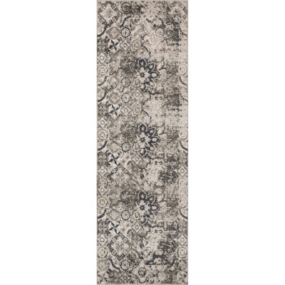 Vintage Traditional Distressed Floral Medallion Indoor Runner or Area Rug by Blue Nile Mills