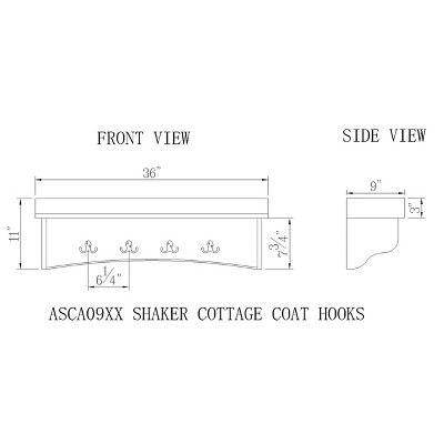 Espresso Shaker Cottage Coat Hooks with Tray Shelf