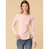 Allegra K Women's Comfort Round Neck Twist Front Long Sleeve Blouse Basic Top - 4 of 4