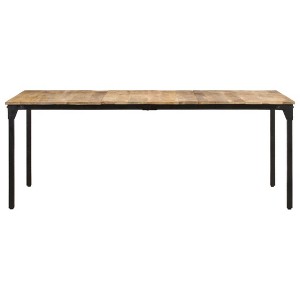 vidaXL Industrial Style Dining Table with Powder Coated Iron Legs, Rough Mango Wood, Size: 78.7"x39.4"x29.9" - Brown - 1 of 4