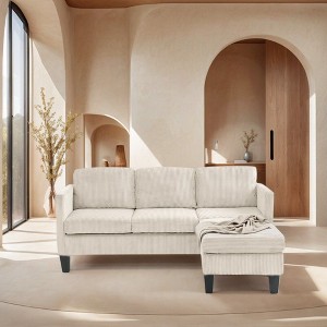 TUYOHW L-Shaped Sectional Sofa,Small Space Corduroy 4-Seat Couch with Memory Foam for Living Rooms & Apartments - 1 of 4