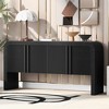 Okak 63IN Modern Curved Console Table, Entryway Table with 4 Doors and Adjustable Shelf, Narrow Console Table for Hallway, Living Room - 2 of 4