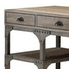 Royal Hampton Wood And Metal Desk With Three Drawers And Two Side Shelves, Oak Brown And Gray - 2 of 4