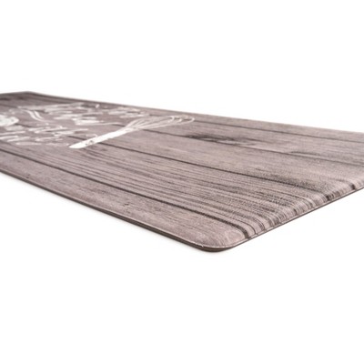 Gray PVC Rectangular Anti-Fatigue Kitchen Mat with Whisk Design