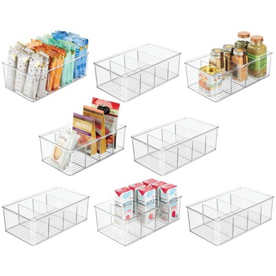 Mdesign Plastic 4-section Divided Kitchen Or Pantry Organizer Bin, 8 