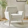 Maris Velvet Tufted  Living Room Armchair with Metal Base and angular frame backrest  | Karat Home - 4 of 4