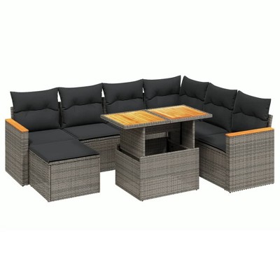 vidaXL Garden Sofa Set Grey