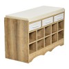 Entryway Storage Bench with 3 Drawers 10 Shoe Compartments and Cushioned Seat - 4 of 4