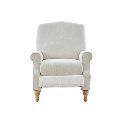 Ivory Woven Fabric Recliner with Oak Legs