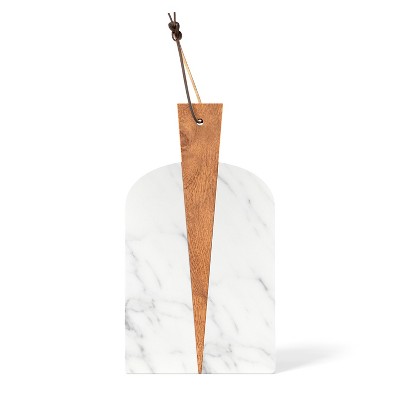 American Atelier Marble and Wood Paddle Board Cheese and Cutting Board - 15 Inch