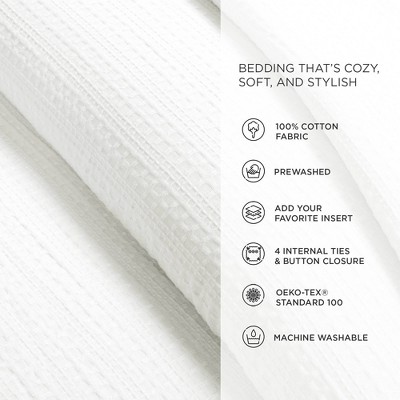 Haniya White Waffle Woven Cotton King Duvet Cover Set