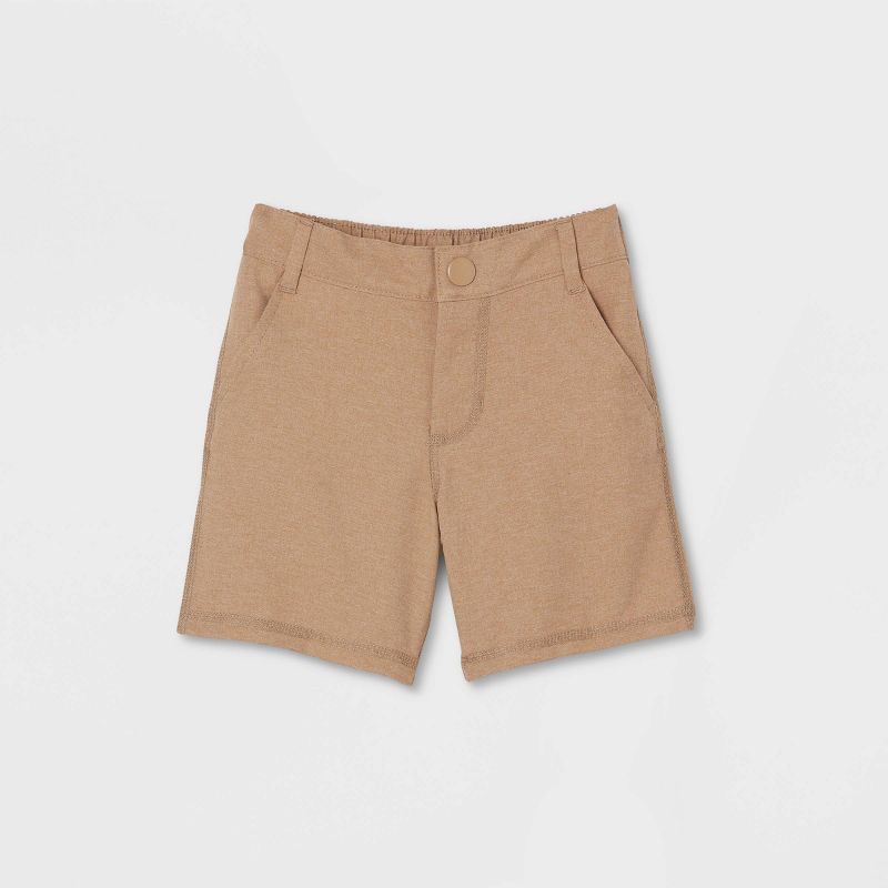 Toddler Boys' Adaptive Dry Fit Shorts - Cat & Jack™ Heathered Brown, 1 of 5