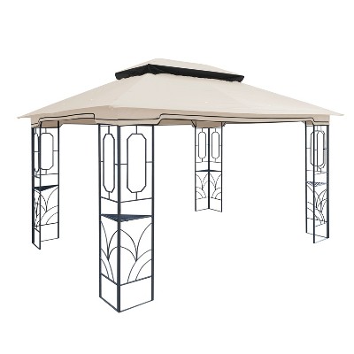 Gsluuk Patio Double Roof Gazebo Replacement Canopy Top Fabric