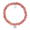 Chisel Stainless Steel Polished Lotus 6mm Pink Jade Beaded Stretch Bracelet - 2 of 4