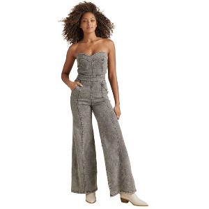 VENUS Womens Wide Leg Denim Jumpsuit - 1 of 4