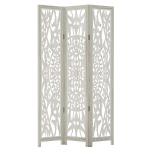 Lirago 68 in. Wood Outdoor Privacy Screens Garden Outdoor Fence 3 pieces White - 1 of 4