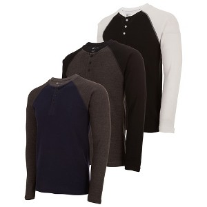 DARESAY Men's Thermal Crew Long Sleeve Henley Tops Base Layer Shirt, Pack of 3 - 1 of 4