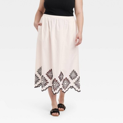 Women's Eyelet Midi Skirt - Universal Thread™ Cream