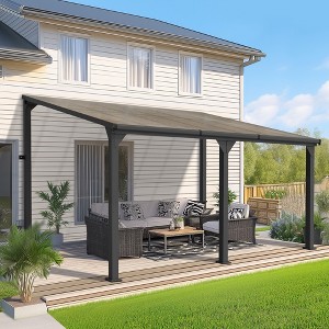 Pamapic Hardtop Outdoor Gazebo Pergola Aluminum Framed with Sloping Pitched Roof for Garden, Patio - 1 of 4