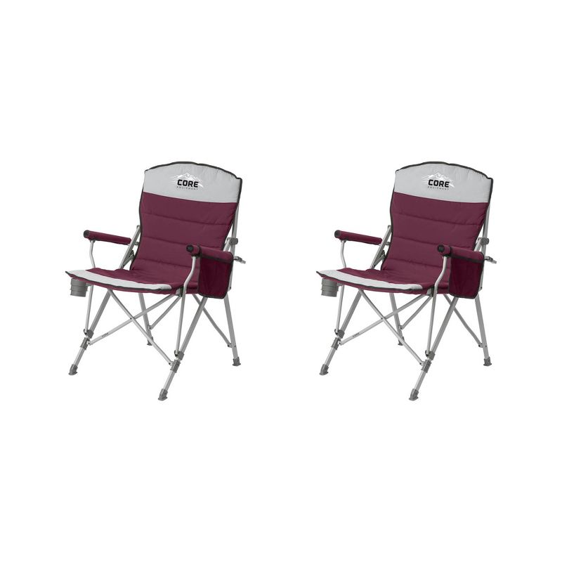CORE 300 Pound Capacity Polyester Padded Arm Chair with Carry Bag, Gray (2 Pack), 1 of 3