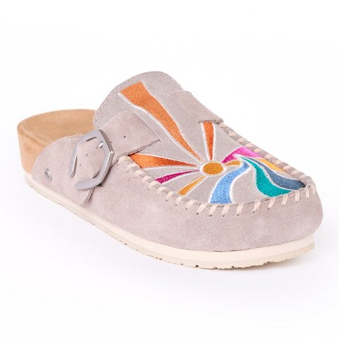 Женские сабо Minnetonka Women's Suede Buckle Clogs 6000902 Simply Taupe Sunset - 8