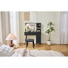 Modern makeup dressing table with LED light and mirror, 3-color dimmable, saves space in bedroom, black - 4 of 4