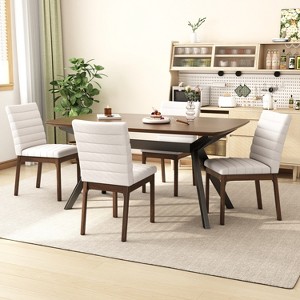 Christopher Knight Home Latisha 5 Piece Mid-Century Modern Rubberwood Upholstered Dining Set - 1 of 4