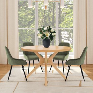 Fabric Upholstered Dining Chairs Set of 4,Seat Width 19 Inch Dining Chair for Kitchen,Dinging Room,Living Room,Farmhouse Furniture-Tanpinhause - 1 of 4