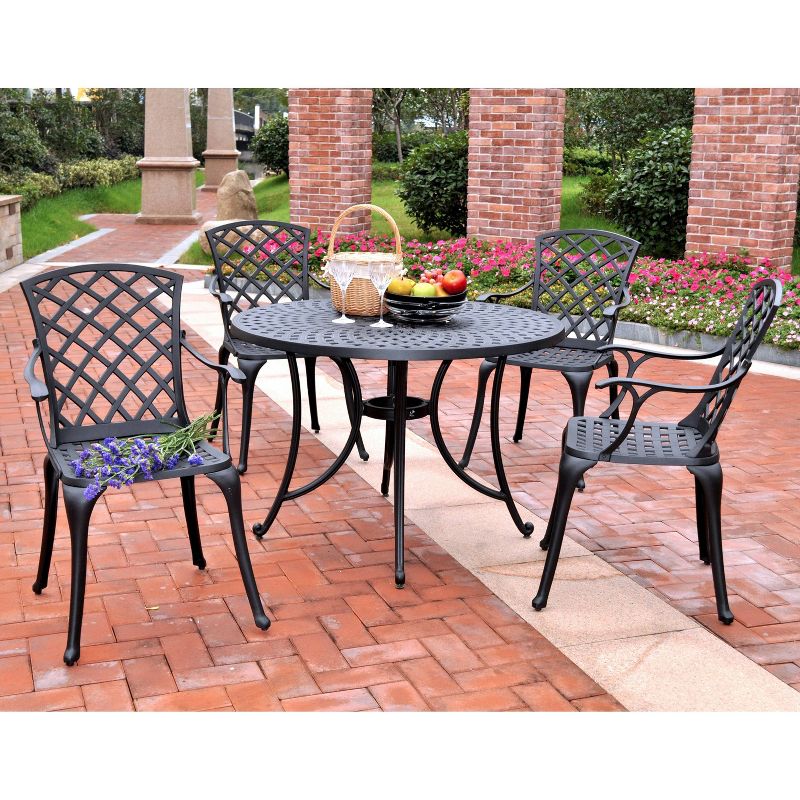Sedona 42&#34; 5pc Outdoor Dining Set with Highback Chairs - Black - Crosley, 3 of 6
