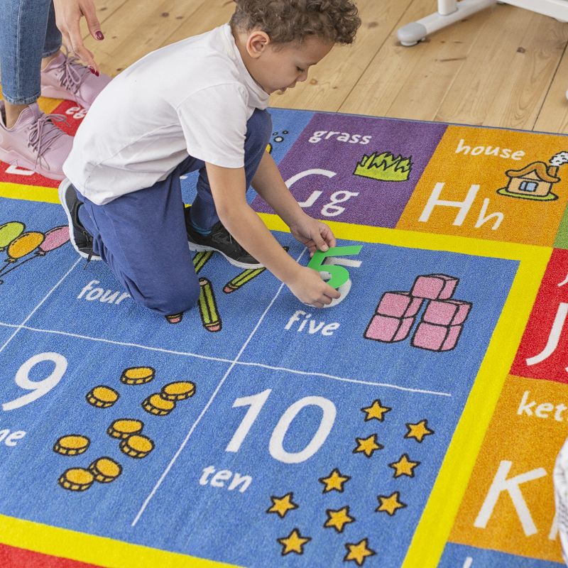 KC CUBS Boy & Girl Kids ABC Alphabet, Numbers & Shapes Educational Learning & Fun Game Play Nursery Bedroom Classroom Area Rug Carpet, 5 of 11