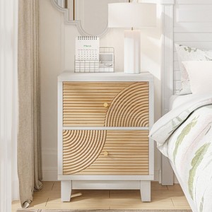 JIONJOY Handcrafted Wooden 3-Drawer Dresser with Artisan Ring Detailing - 1 of 4