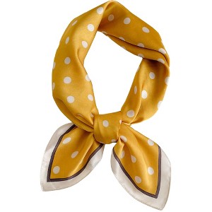 Elerevyo Women's Satin Polka Dots Square Contrast Color Silky Neck Scarves 27.6" 1 Pc - 1 of 4