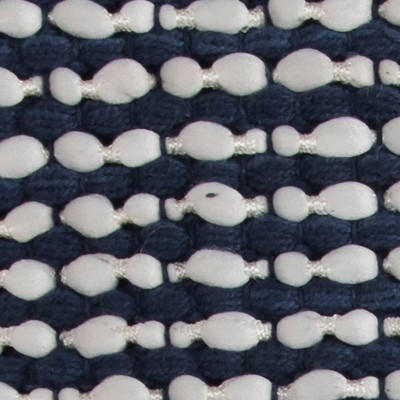 Medium Navy and White Cotton Embroidered Square Throw Pillow