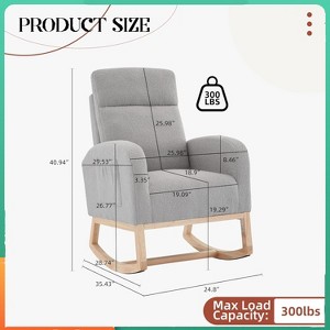 Upholstered Wingback Accent Rocking Chair Nursery Armchair w/Side Pockets - 1 of 4