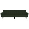 vidaXL 2-Seater Sofa Bed in Dark Green Velvet - Contemporary Velvet Loveseat/Sleeper Couch with Easy Conversion and Wooden Frame - 4 of 4