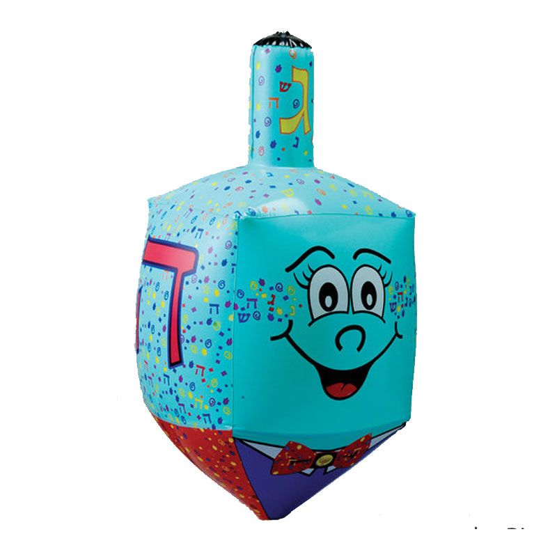 Rite Lite 24" Hanukkah Inflatable Smiley Face Dreidel Decoration - Blue/Red, 1 of 4