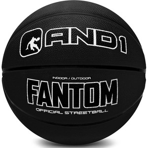 AND1 Fantom Rubber Basketball - Official Size Streetball, Made for Indoor and Outdoor Games - Sold Deflated (Pump NOT Included), Black, Size 7 - 1 of 4