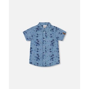 Deux par Deux Boy Printed Chambray Short Sleeve Shirt - 1 of 4
