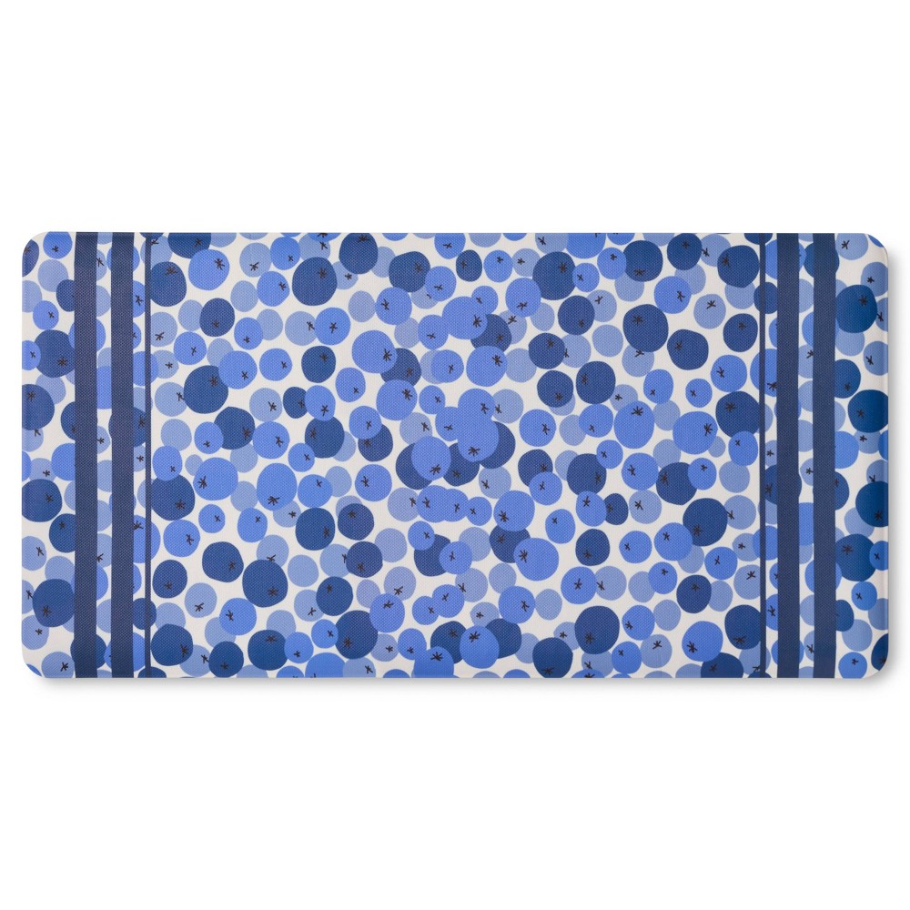 Sur La Table Kitchen Essentials 2'x3' Fresh Blueberries Fruit Kitchen Mat Blue/White: Non-Skid, Water-Resistant PVC Floor Mat