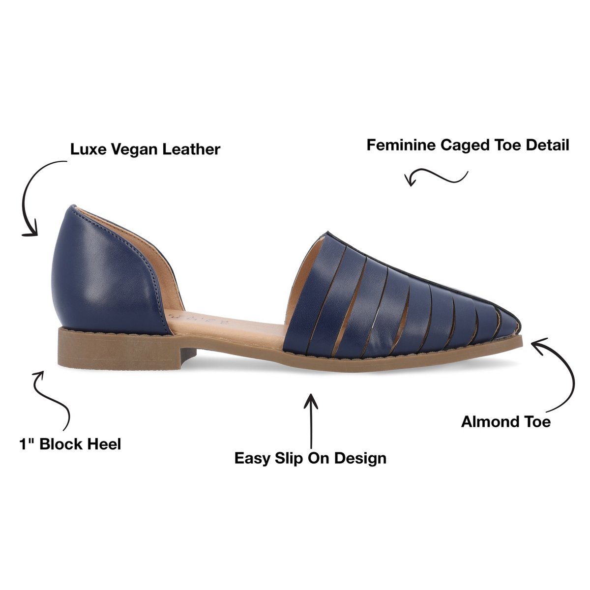 Обувь Journee Collection Women's Anyah Ankle Cuff Slip On Almond Toe Flats Blue 8 — фото 8