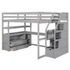 TIRAMISUBEST Twin/Full Size Loft Bed with Bulit-in Desk, Shelves and 2 Storage Drawers, Wooden Loft Bedframe with Storage Staircase and Guardrails - 4 of 4