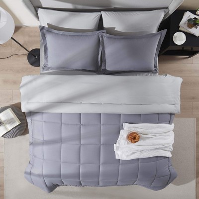 Full Grey Reversible Microfiber Bed in a Bag Set